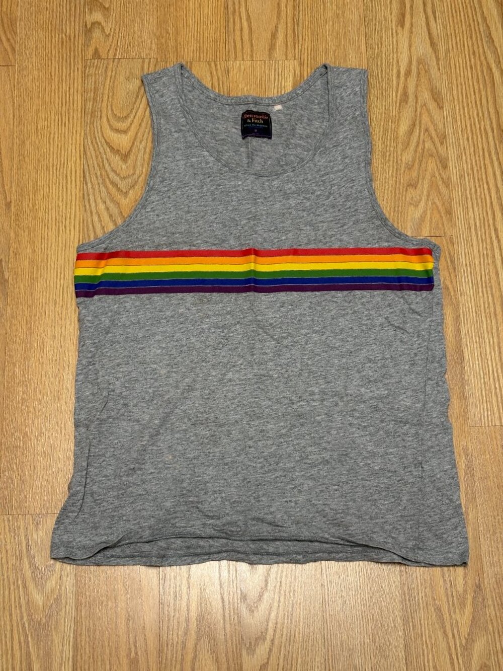 Abercrombie & Fitch Rainbow Tank Top - Gray with Rainbow stripe - Men's Size Med